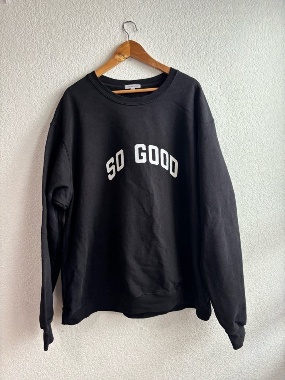 Good American Cotton Black Crewneck Sweatshirt SO GOOD Size 5 2XL 3XL